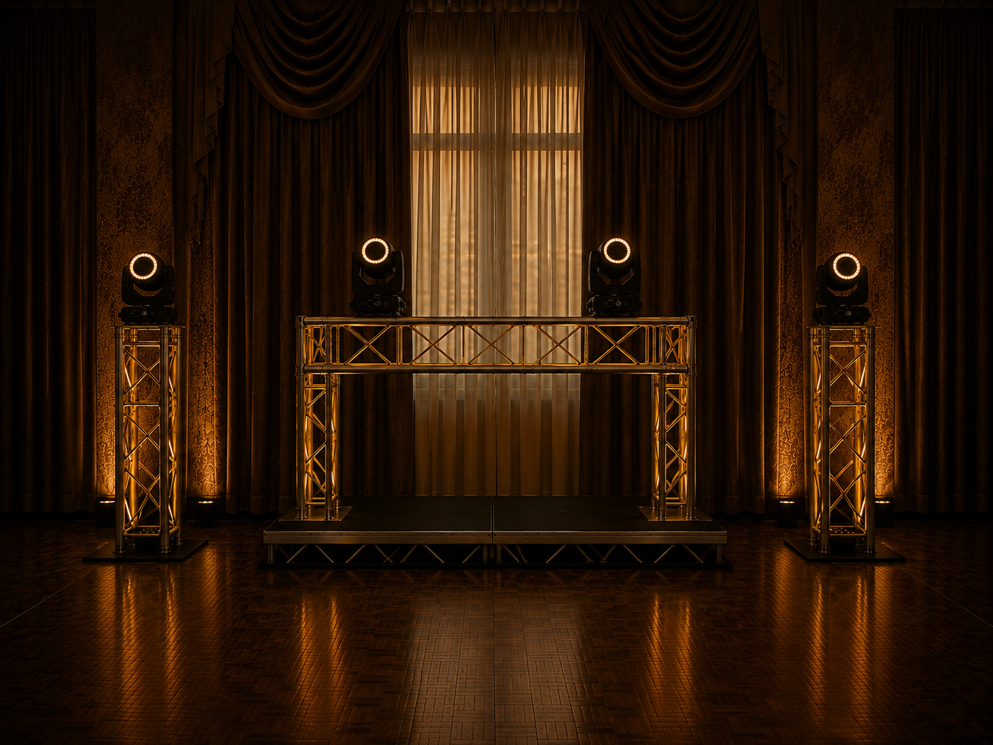 Global Stage Package – 4 Moving Beam Setup