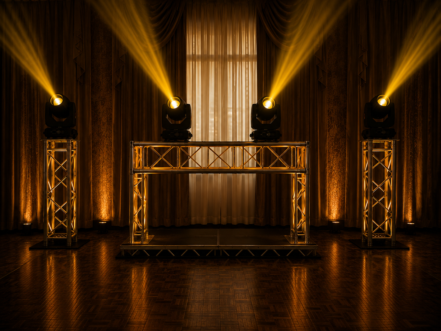 Global Stage Package – 4 Moving Beam Setup (lit)